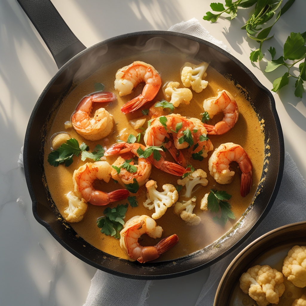 Curry Coconut Shrimp & Cauliflower Power Skillet