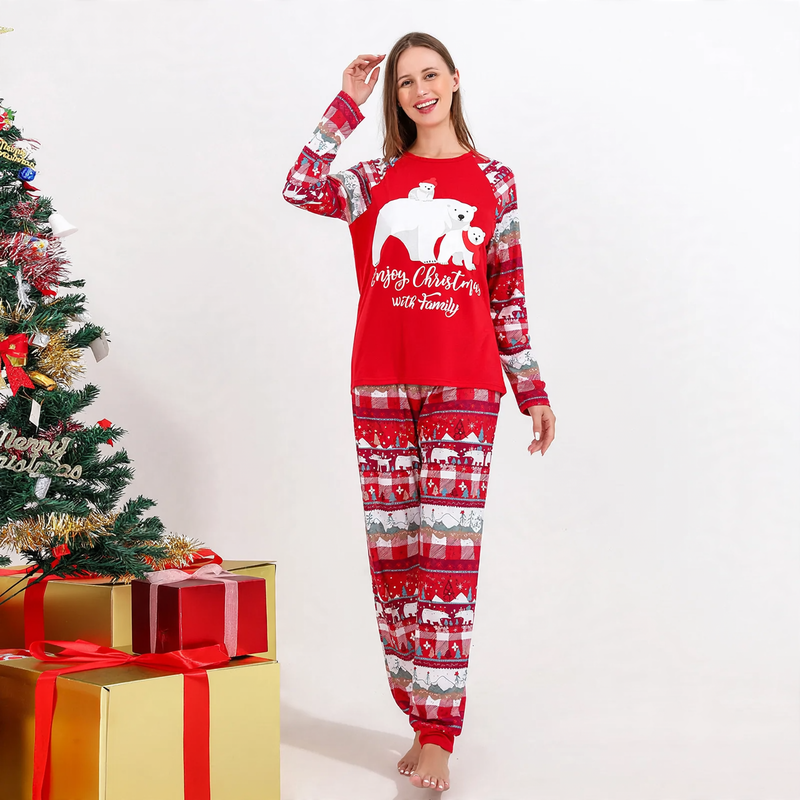 Christmas pajama set for the family, knit look print