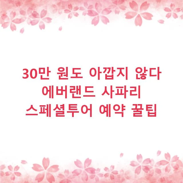 30만 원도 아깝지 않다 에버랜드 사파리 스페셜투어 예약 꿀팁