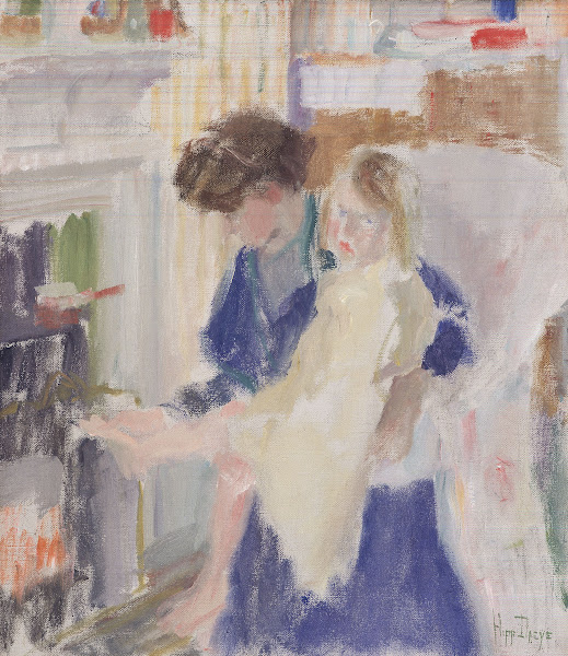 Mother and Child in Front of the Hearth at Sanderstead England ca 1916