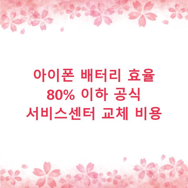 아이폰 배터리 효율 80% 이하 공식 서비스센터 교체 비용