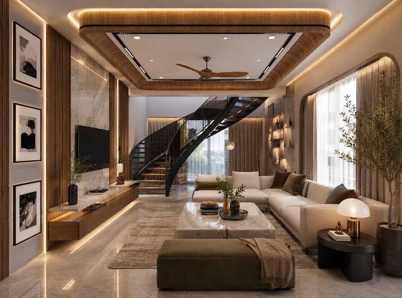 Luxury home interior design in Indore, double height living room