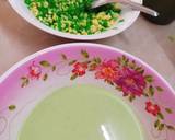 Cho 150g bột năng múc bỏ ra 1mc ra thế vào 1mc bột mì,cho đường,cốt dừa va ni,nước lá dứa vào quậy đều.cốm xanh đem rửa sạch cho vào 1mc đường 1mc dầu ăn để cốm không bị dính cho vào 100g đậu xanh trộn đều.phần bột xanh và cốm xanh đều chia làm 2 phần.bắc xửng nước sôi thoa dầu vào khuôn, đổ màu xanh thì lấy nửa phần đậu cốm xanh trộn và đổ làm lớp dưới