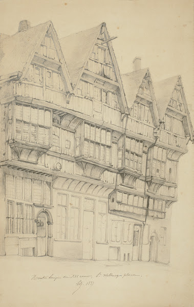 Houten huizen der XVI eeuw Sint Walburgisplein 1837