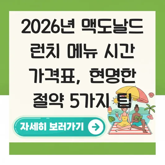 맥도날드 런치 메뉴 시간 가격표 대표 이미지