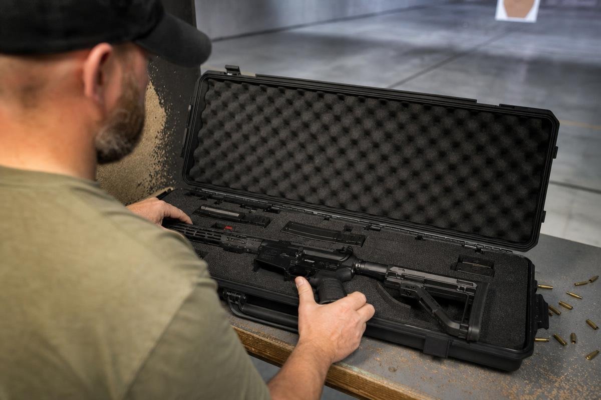gun range rules for safely transporting firearms to an assigned lane