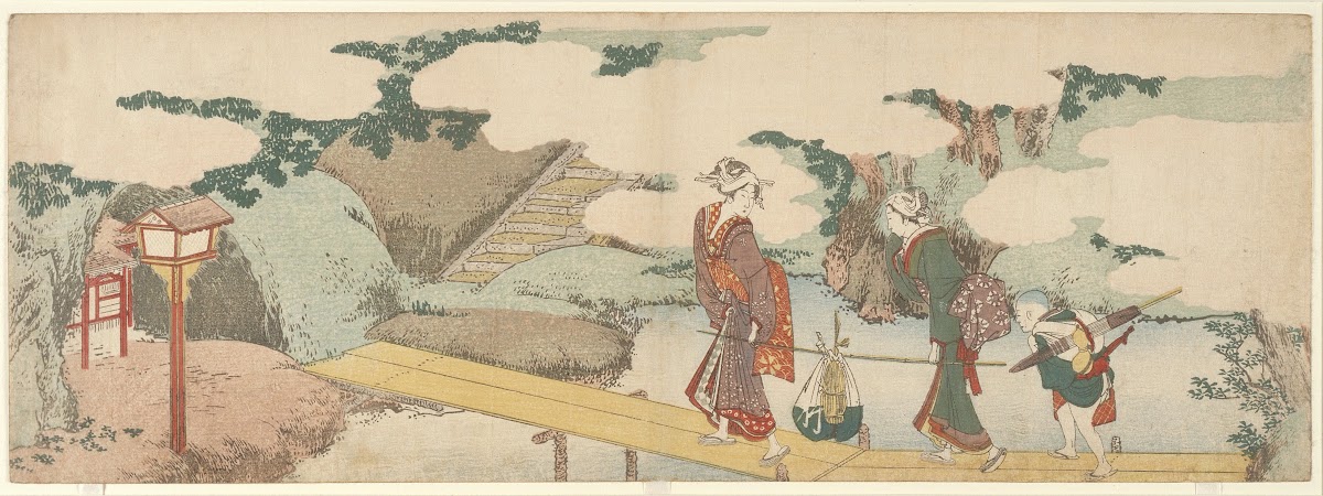 Two Women and a Boy on Boardwalk 1800s
