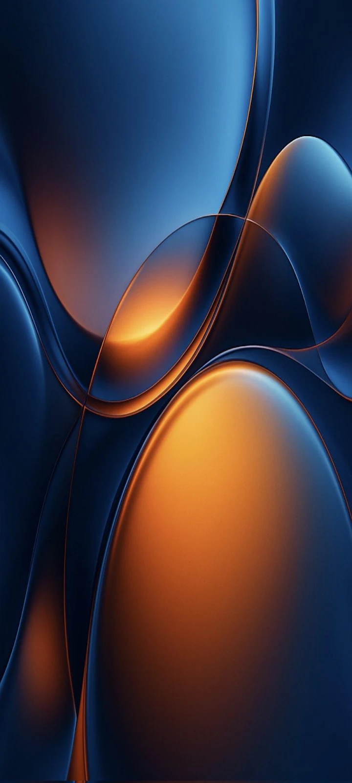 Abstract Blue and Orange Curves - Abstract 3D Render iPhone Wallpaper (921x2048)
