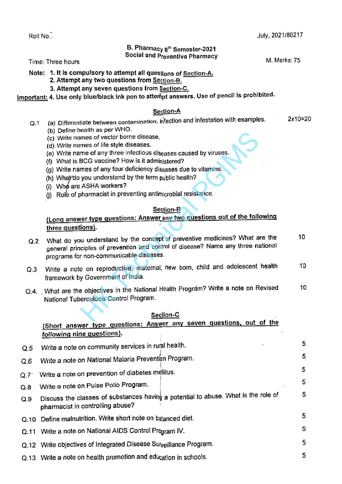 BP802T Social and Preventive Pharmacy 8th Semester B.Pharmacy Previous Year's Question Paper,BP802T Social and Preventive Pharmacy,BPharmacy,BPharm 8th Semester,Previous Year's Question Papers,