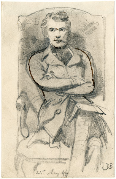 Man sitting in a chair a book in his lap 1844