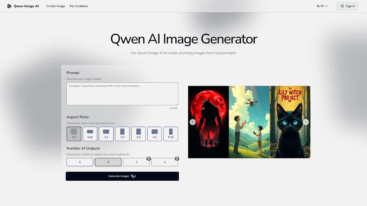 Captura de Qwen Image AI