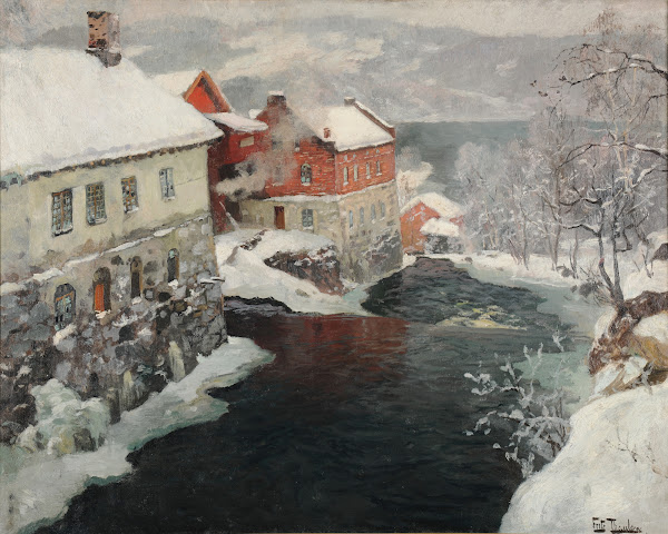 Fabriques en Norvège les deux moulins sur la rivière Mesma ca 1905