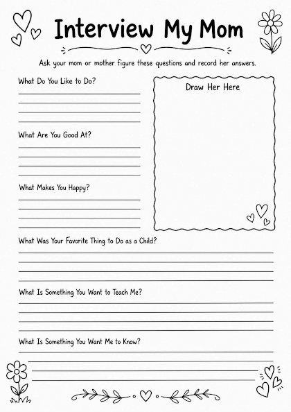 Interview My Mom Worksheet