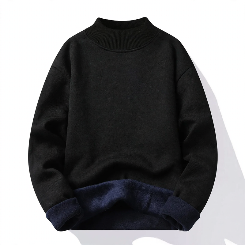 Men's pullover with stand-up collar, lined, loose
