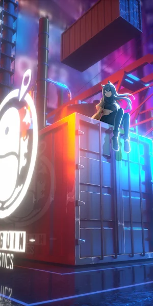 Anime Girls, Artwork, Container, Caution, Cgi 4K Wallpaper Background