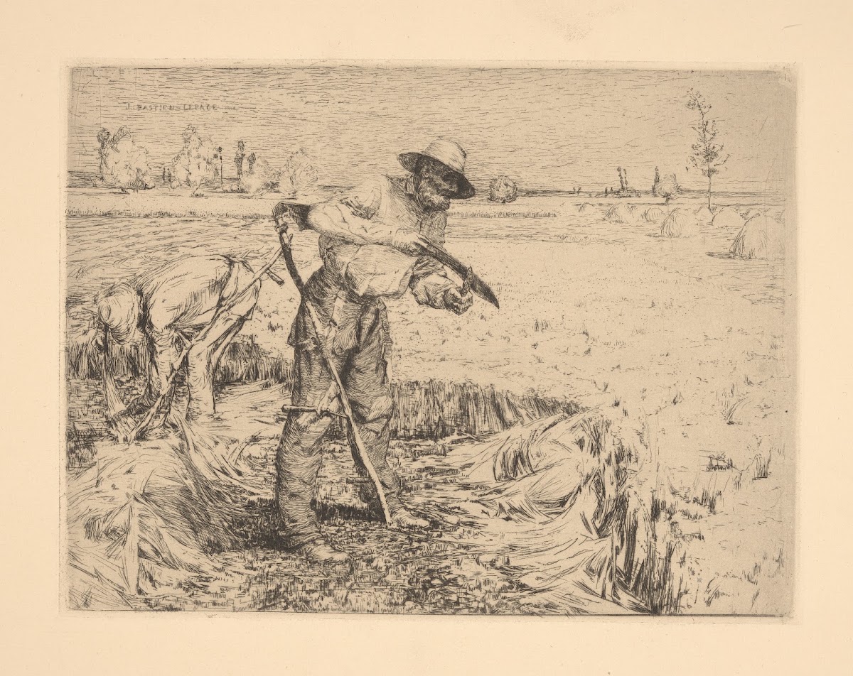 Reaper sharpening his scythe Damvillers Meuse 1858