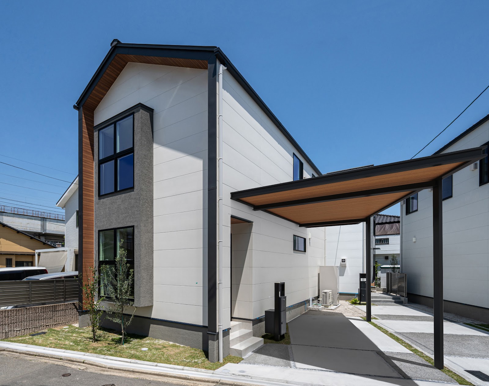 日中の照明の様子、STEP01：ナチュラ、STEP2：エクステリア、STEP3：カーポート