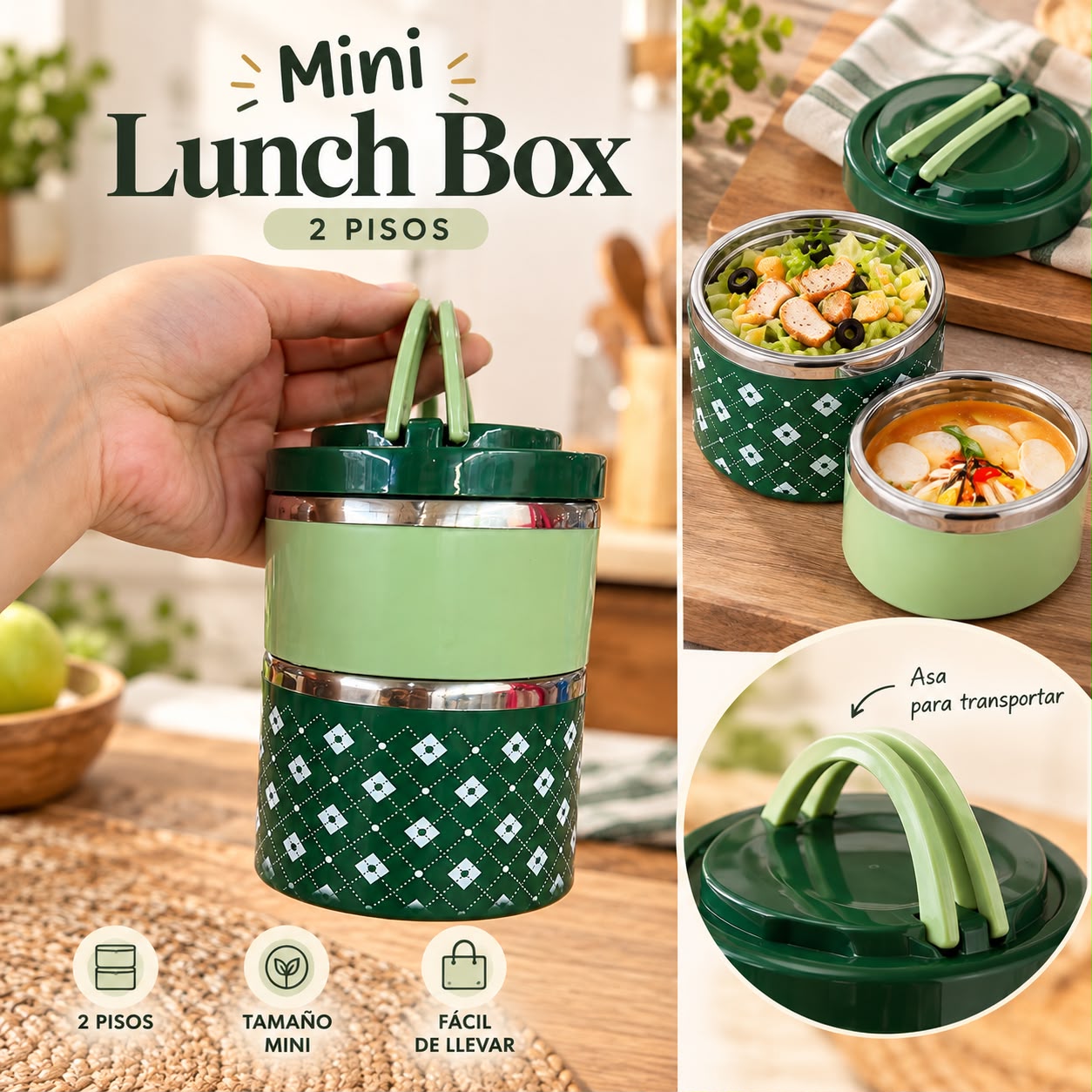 Lunch box térmico de acero inoxidable