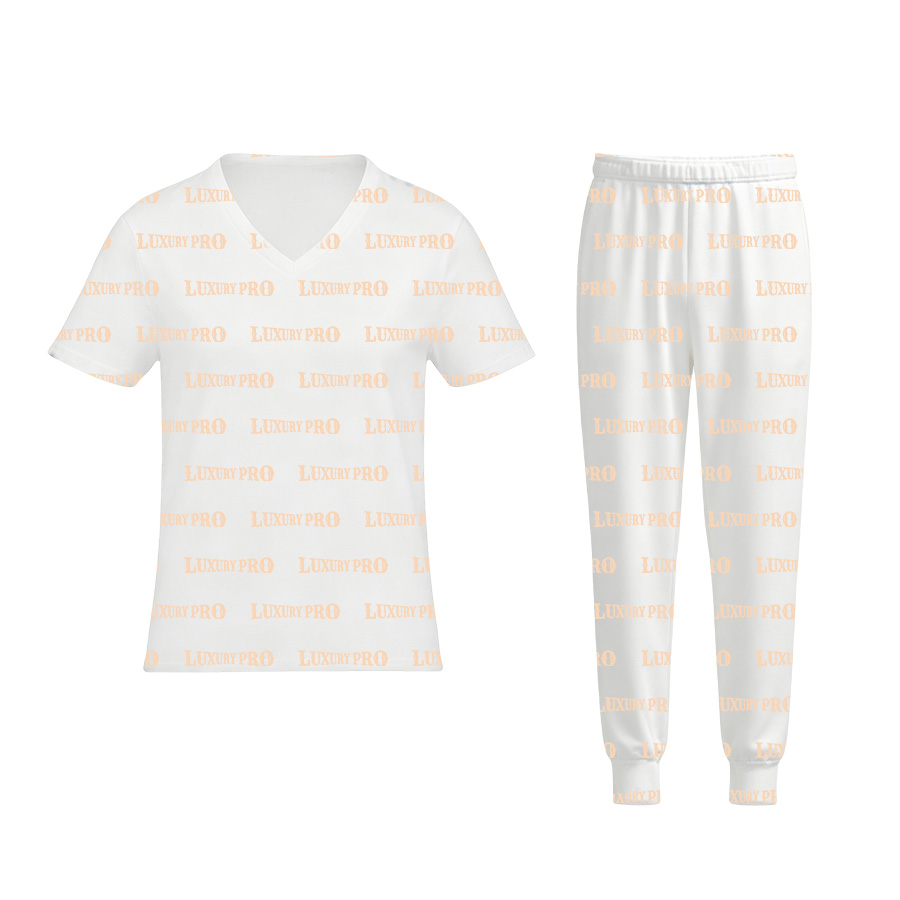 AOP CHR V neck T shirt & regular fit sweatpants set