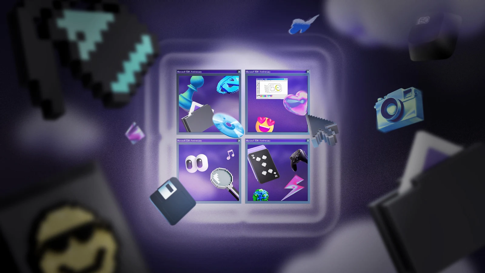 Microsoft 50th Anniversary Illustration - 3D Digital Illustration 4K Wallpaper (3840x2160)