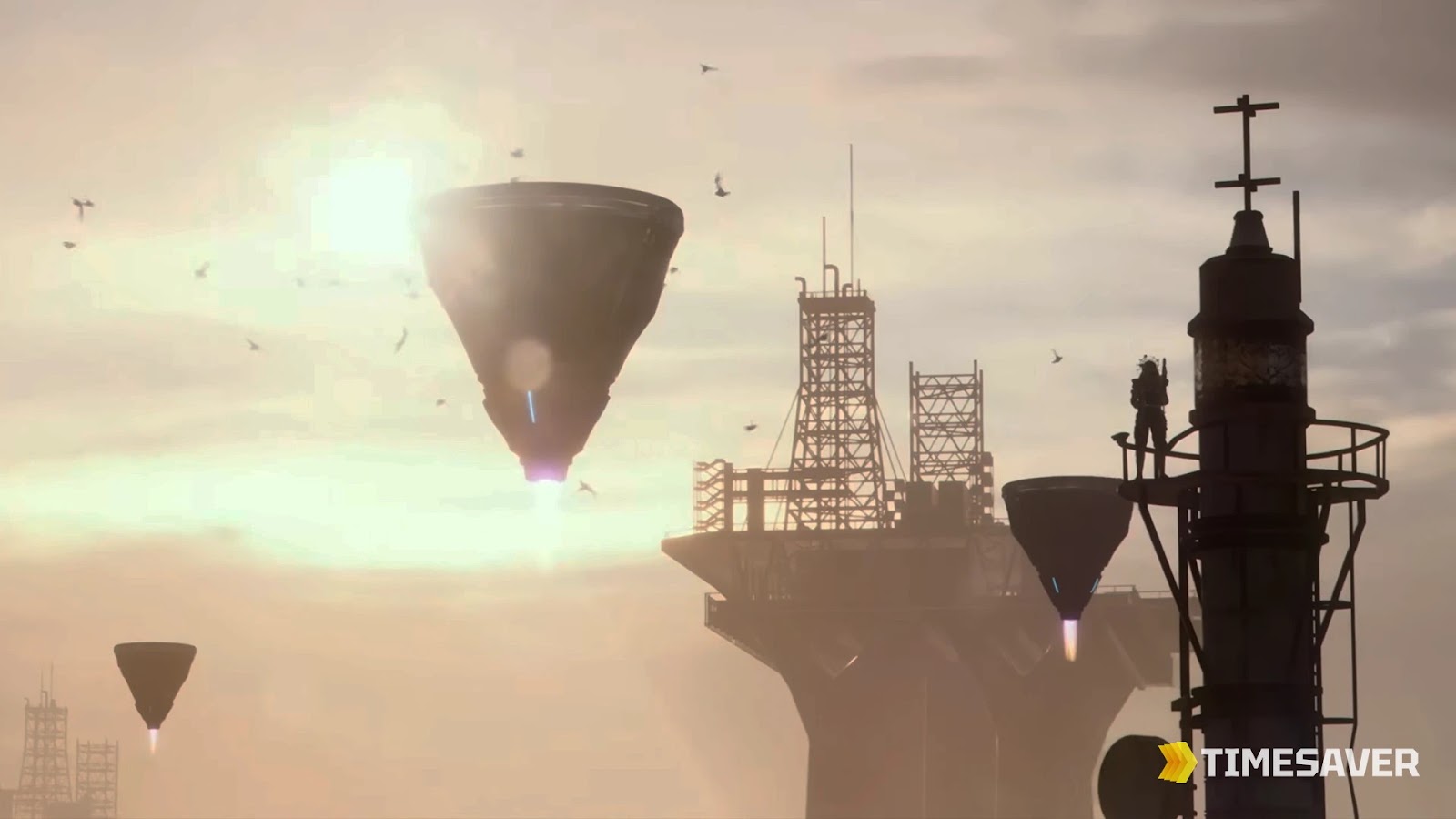 Multiple ARC Turbine enemies hovering over the Riven Tides map in ARC Raiders