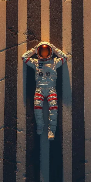 Astronaut Relaxing on a Crosswalk iPhone Wallpaper Background