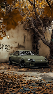 Matte Olive Toyota Supra MK4 in Autumn Urban Decay Scene