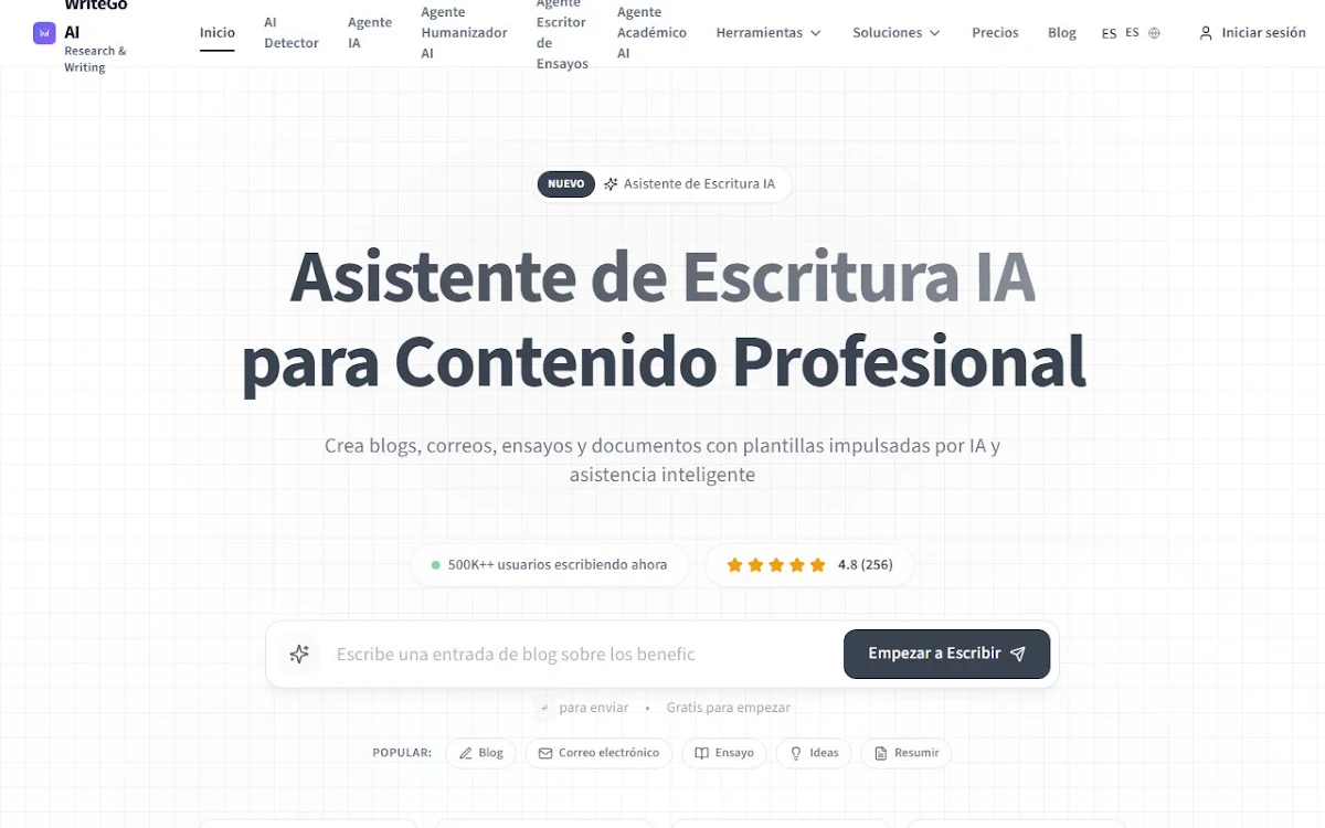 Captura de WriteGO.AI