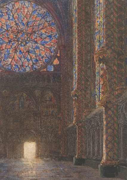 Interieur van de Sainte Chapelle naar de ingang te zien 1865   1939