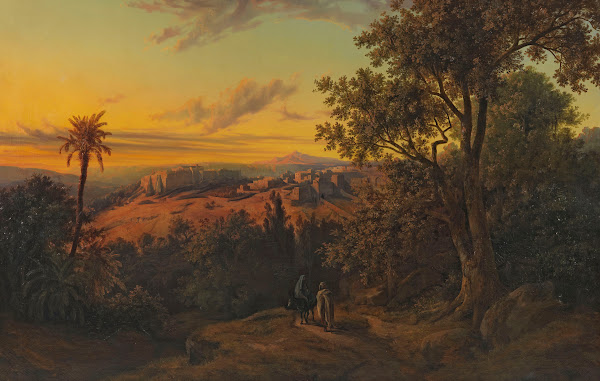 Blick auf Bethlehem mit Flucht nach Ägypten 1856