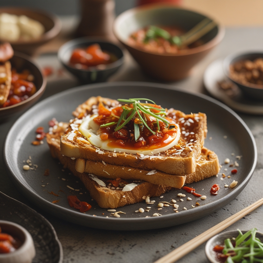 Final Korean Gochujang-Chili Crisp Egg Toast with Green Onion & Sesame