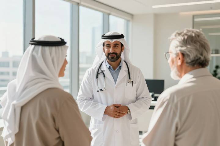 طبيب يناقش صحة الدماغ مع زوجين كبار في السن