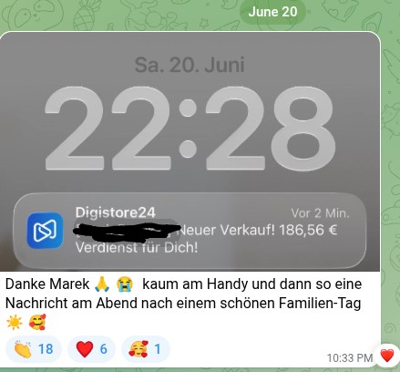 Verkaufsmeldung: Neuer Verkauf 186,56 Euro Verdienst