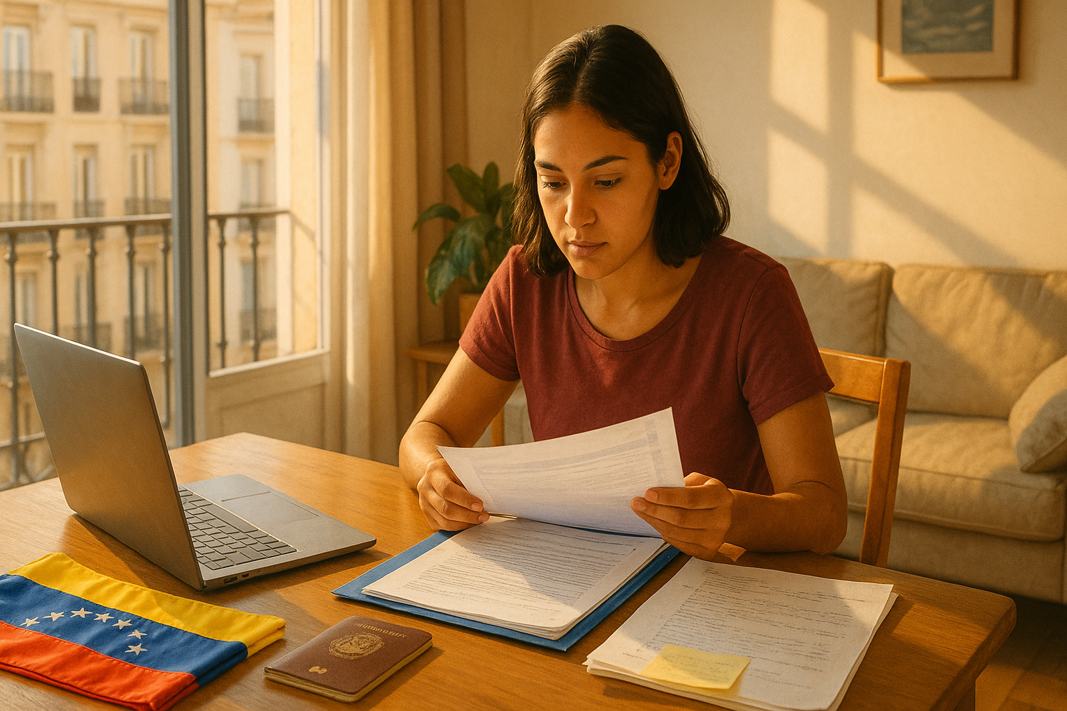Venezolano en España organizando documentos de homologación y apostilla