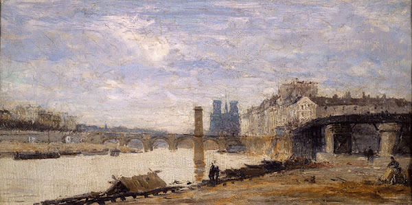 Le Pont de la Tournelle lIle Saint Louis et lEstacade vus de lîle Louviers 1877