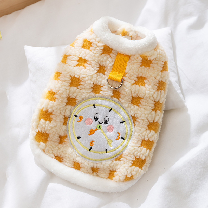 Cat fleece sweater with clock design, multiple sizes