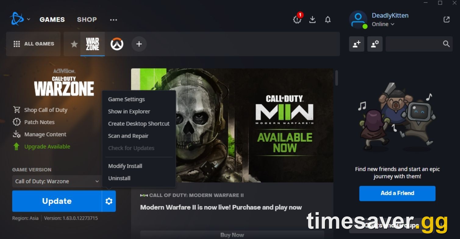 Verifying game files (Battle.net Scan and Repair / Steam integrity check) clears most launch crashes
