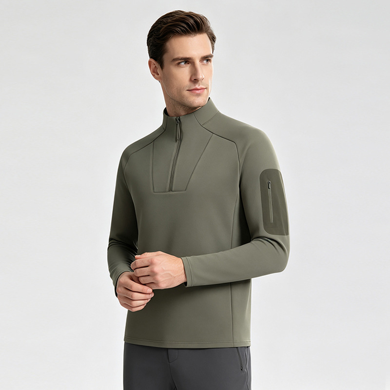 Men's zip-up sweatshirt with stand-up collar