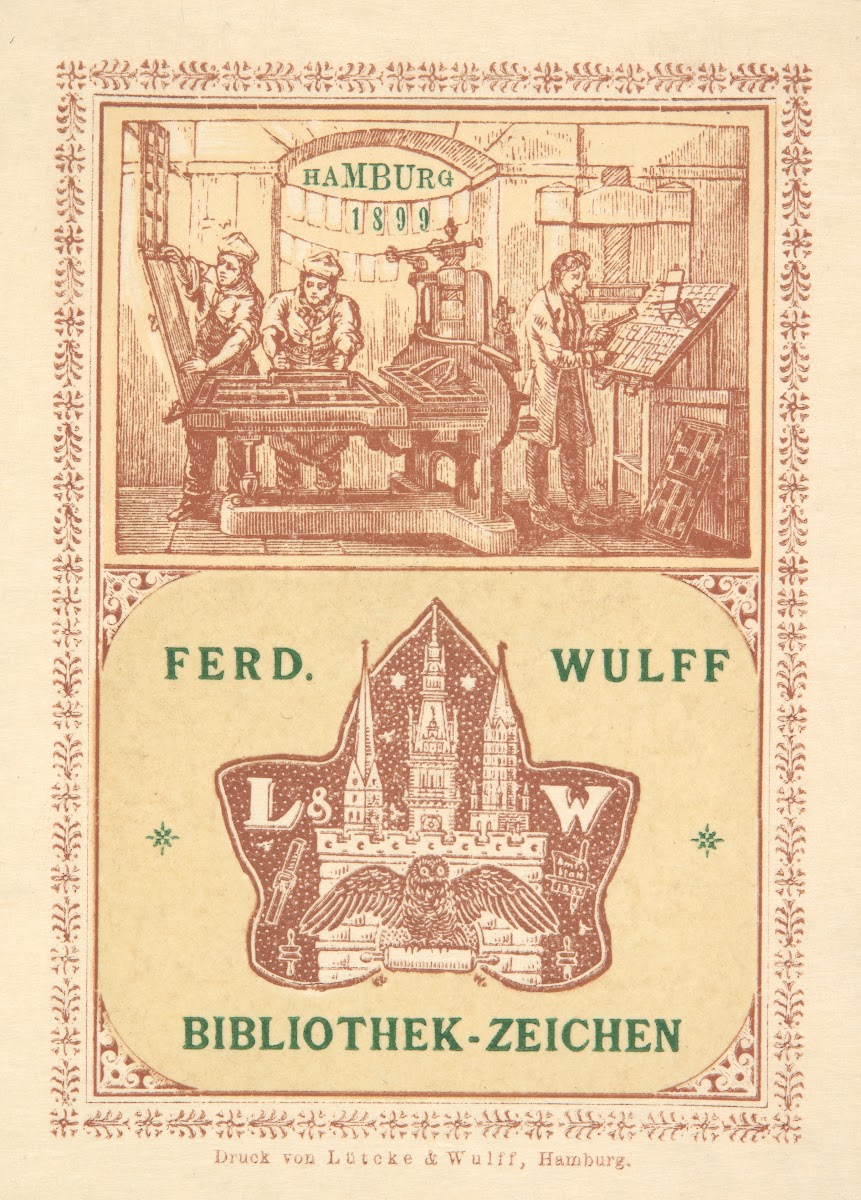 Ekslibris Ferdinand Wulff Hamburg 1899