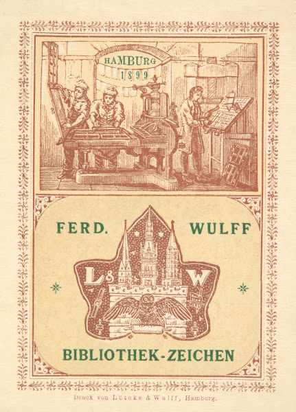 Ekslibris Ferdinand Wulff Hamburg 1899