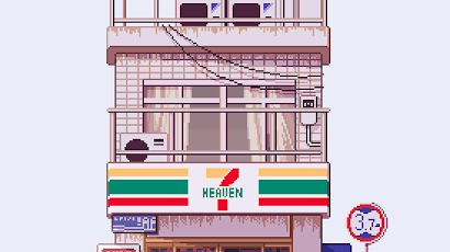 Pixel Art, Japan, Store Front, 7-Eleven Wallpaper Background