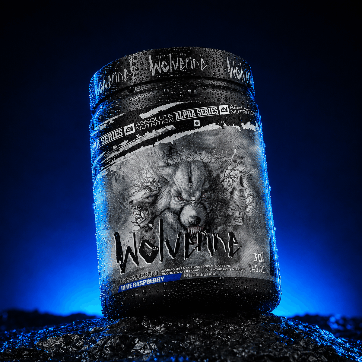 Absolute Nutrition Wolverine Pre workout — Blueraspberry, 450g