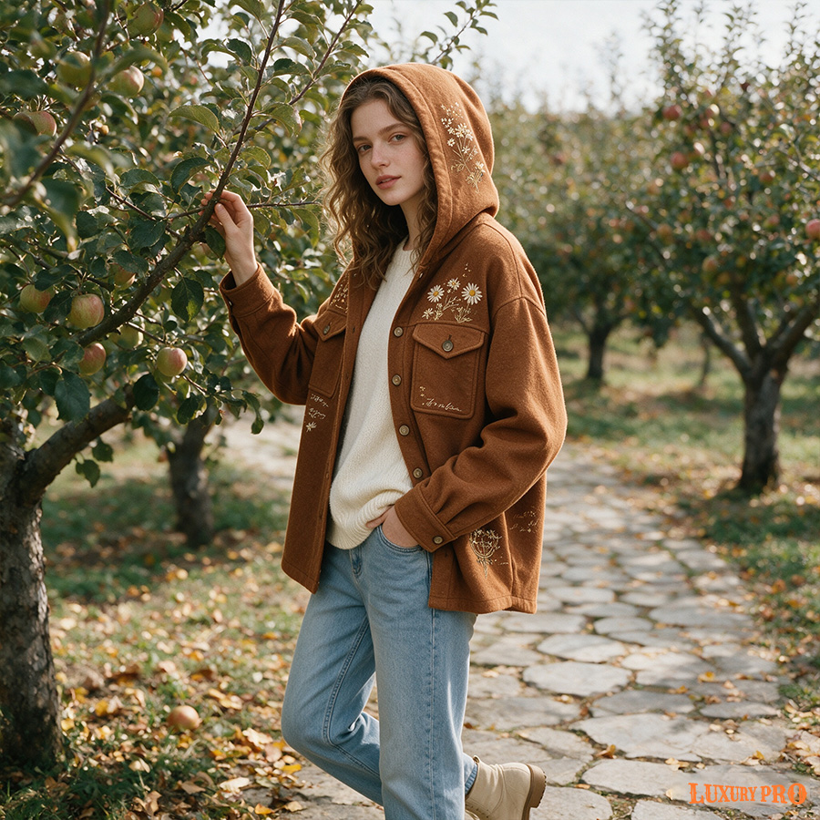 2D grid hooded jacket