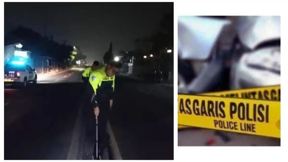 Olah TKP kecelakaan maut di Jalan Raya Bogor-Parung yang melibatkan sepeda motor.