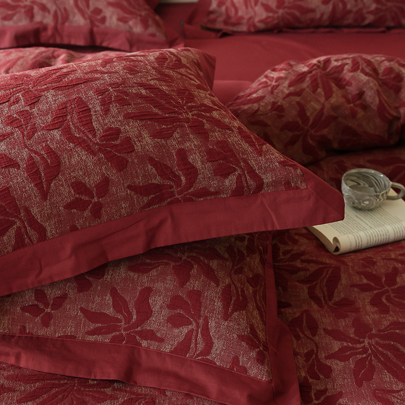 Baumwoll-Bettwäsche-Set, Jacquard-Webung, 4-teilig