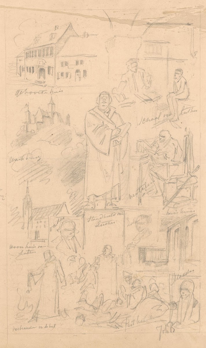 Ontwerp voor Luther Feestplaat met scènes uit het leven van Martin Luther