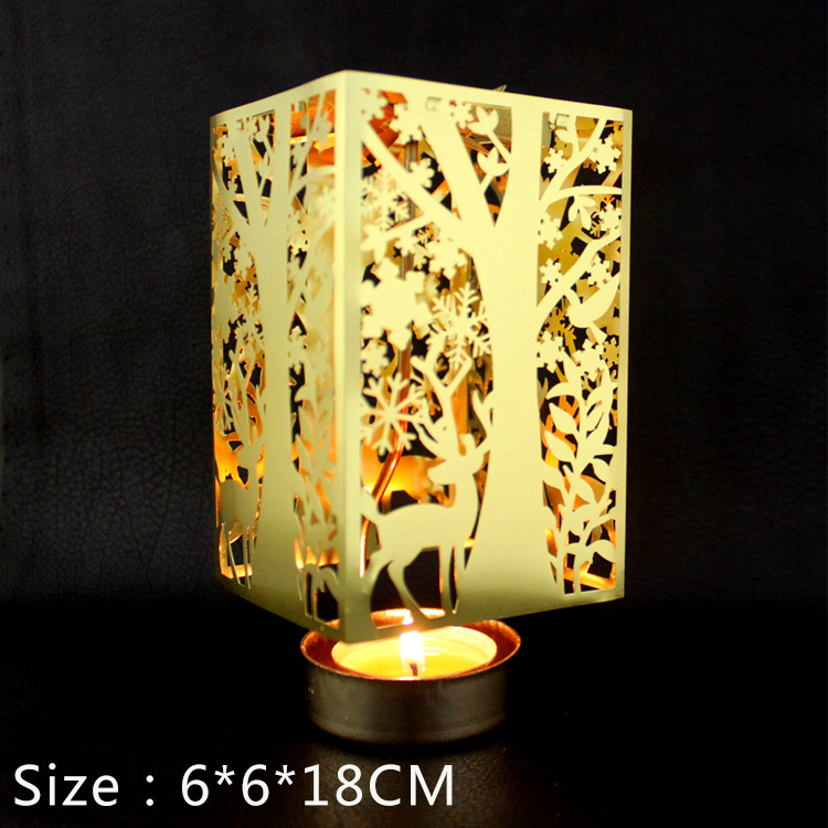 Rotating metal candle holder, gold