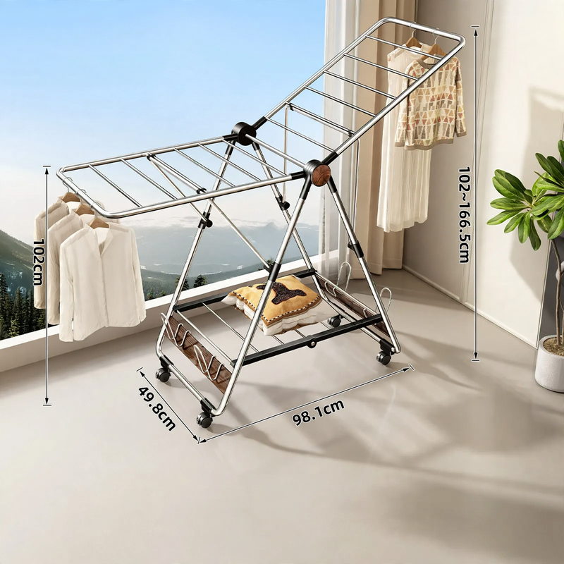 Stainless steel drying rack, foldable, standing model