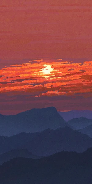 Sunset, Mountain Landscape, Bird, Orange Sky 4K Wallpaper Background