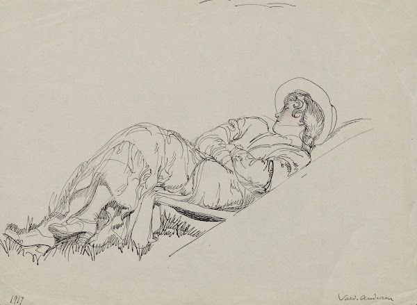Marie Emilie Andersen sleeping in a garden chair 1895 1928